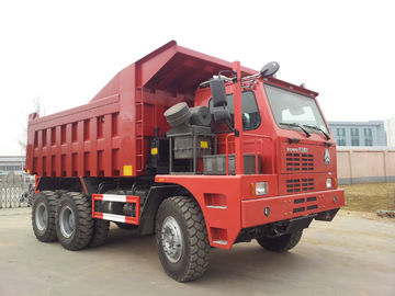 الأحمر ساينو تراك 6 × 4 اتفاقية روتردام الثقيلة تفريغ شاحنة قلابة 60 طن التعدين مع الهيكل هوفا