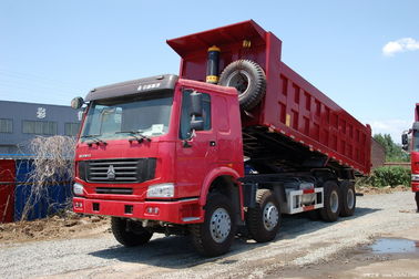 الأسهم HOWO 371hp 8x4 الثقيلة تفريغ شاحنة للترقية في اللون الأحمر