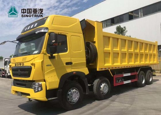 420HP 8X4 29CBM T7H ساينو تراك هوو شاحنة قلابة صفراء